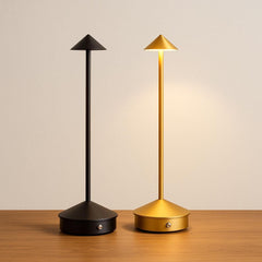 Gold Black Rechargeable LED Table Lamp, Minimalist Modern Touch Desk Light, Dimmable Cordless Aluminum Lamp