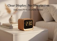 Wooden Sound Machine Alarm Clock with Birdsong & White Noise, Gentle Wake Up Digital Bedroom Clock