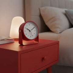 Round Metal Alarm Clock, Small Silent Quartz Desk Clock, Minimalist Bedside Clock, Modern Room Office Table Decor