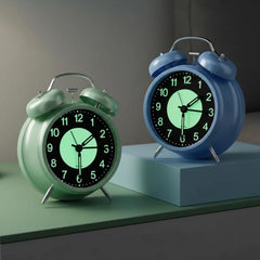 3 Inch Luminous Alarm Clock, Silent Analog Bedside Clock, Extra Loud Alarm, Night Light, Battery Powered