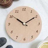 Minimalist Wood Table Clock: Round Edgeless Mid Century Modern Scandi Alarm Accessory