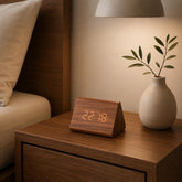 Wooden LED Alarm Clock, Minimalist Bedside Display, Modern Desk Decor