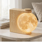 Wooden Moon Design Sunrise Simulator Alarm Clock with RGB Bedside Lamp and Nature Sounds