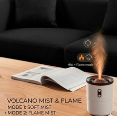 Volcano Humidifier & Flame Diffuser - Cozy Bedroom Decor, Stress Relief, Modern Desk Accessory
