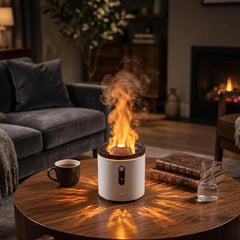 Volcano Humidifier & Flame Diffuser - Cozy Bedroom Decor, Stress Relief, Modern Desk Accessory