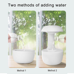 Humidifier Water Drip,Cloud Humidifier Rain Drop, Rain Sounds for Sleeping with Adjustable LED Lights White Noise Humidification Desk Fountain Bedside Relaxing Mood (White)