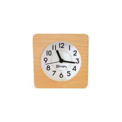 Minimalist Silent Natural Wood Analog Alarm Clock with Snooze and Night Light
