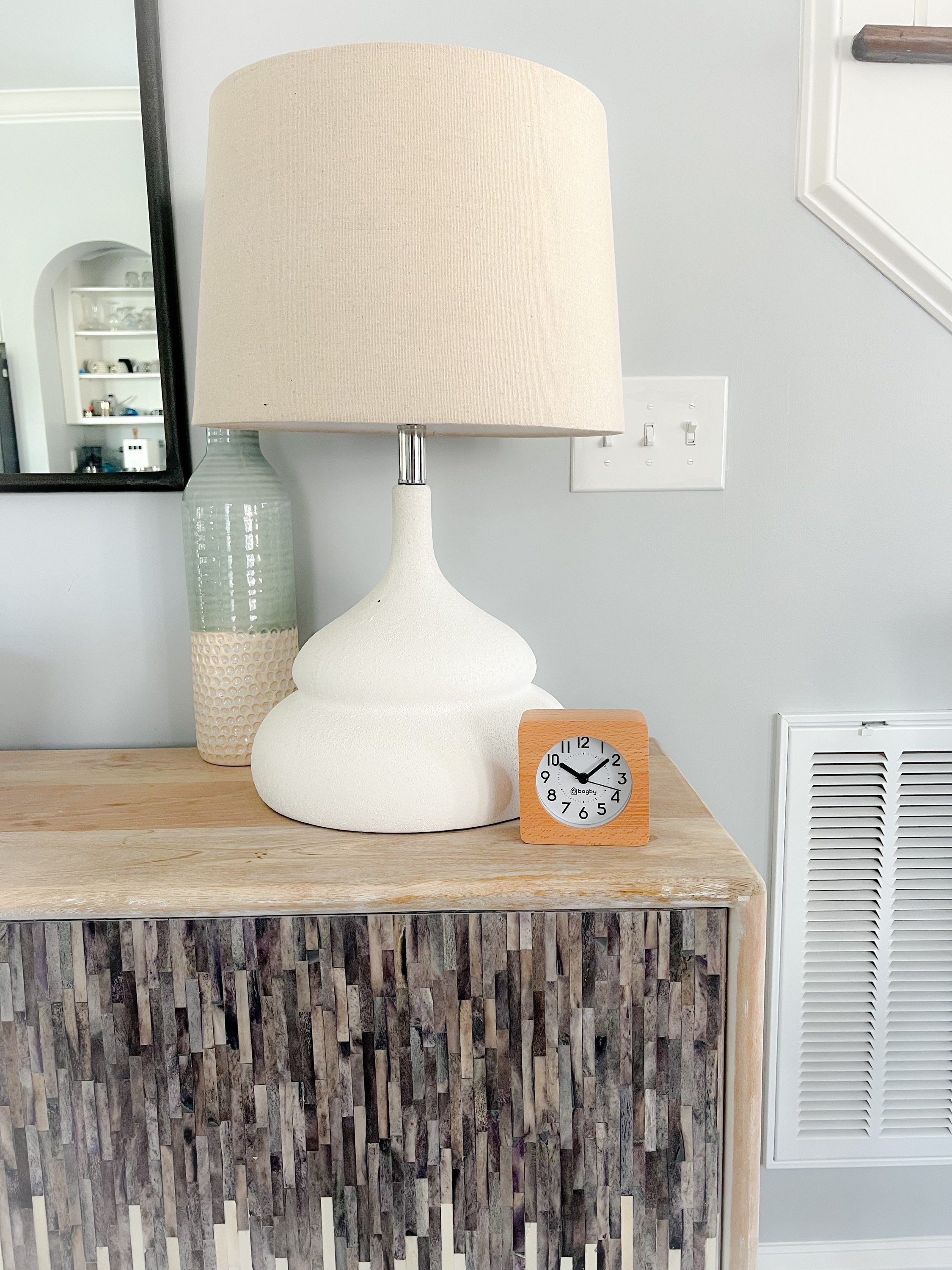 Minimalist Silent Natural Wood Analog Alarm Clock with Snooze and Night Light