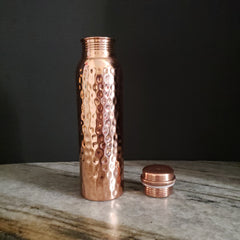 Hammered Copper Water Bottle with Screw Cap