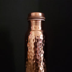 Hammered Copper Water Bottle with Screw Cap