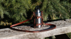 Full Grain Leather Water Bottle Carrier, Adjustable Shoulder Strap
