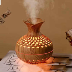 Wooden Design Air Humidifier – Essential Oil Diffuser with Colorful LED