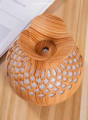 Wooden Design Air Humidifier – Essential Oil Diffuser with Colorful LED