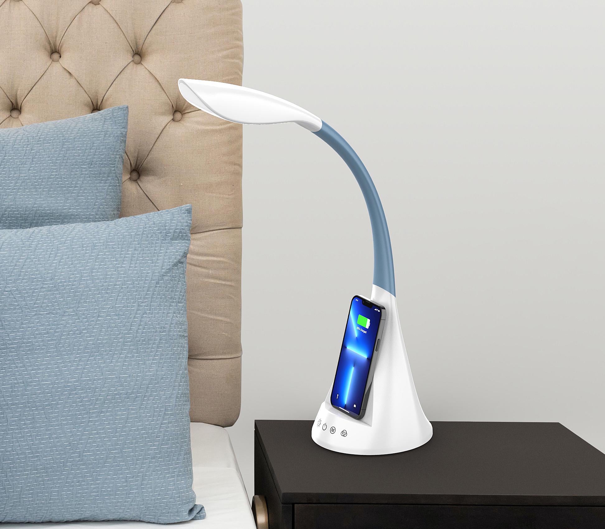 Dimmable LED Desk Lamp with Wireless Charger, Adjustable Gooseneck