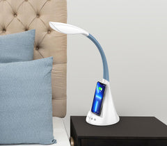 Dimmable LED Desk Lamp with Wireless Charger, Adjustable Gooseneck