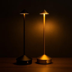 Gold Black Rechargeable LED Table Lamp, Minimalist Modern Touch Desk Light, Dimmable Cordless Aluminum Lamp