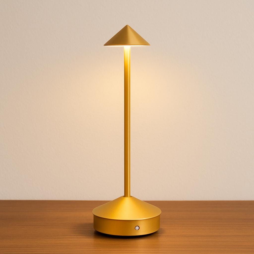 Gold Black Rechargeable LED Table Lamp, Minimalist Modern Touch Desk Light, Dimmable Cordless Aluminum Lamp