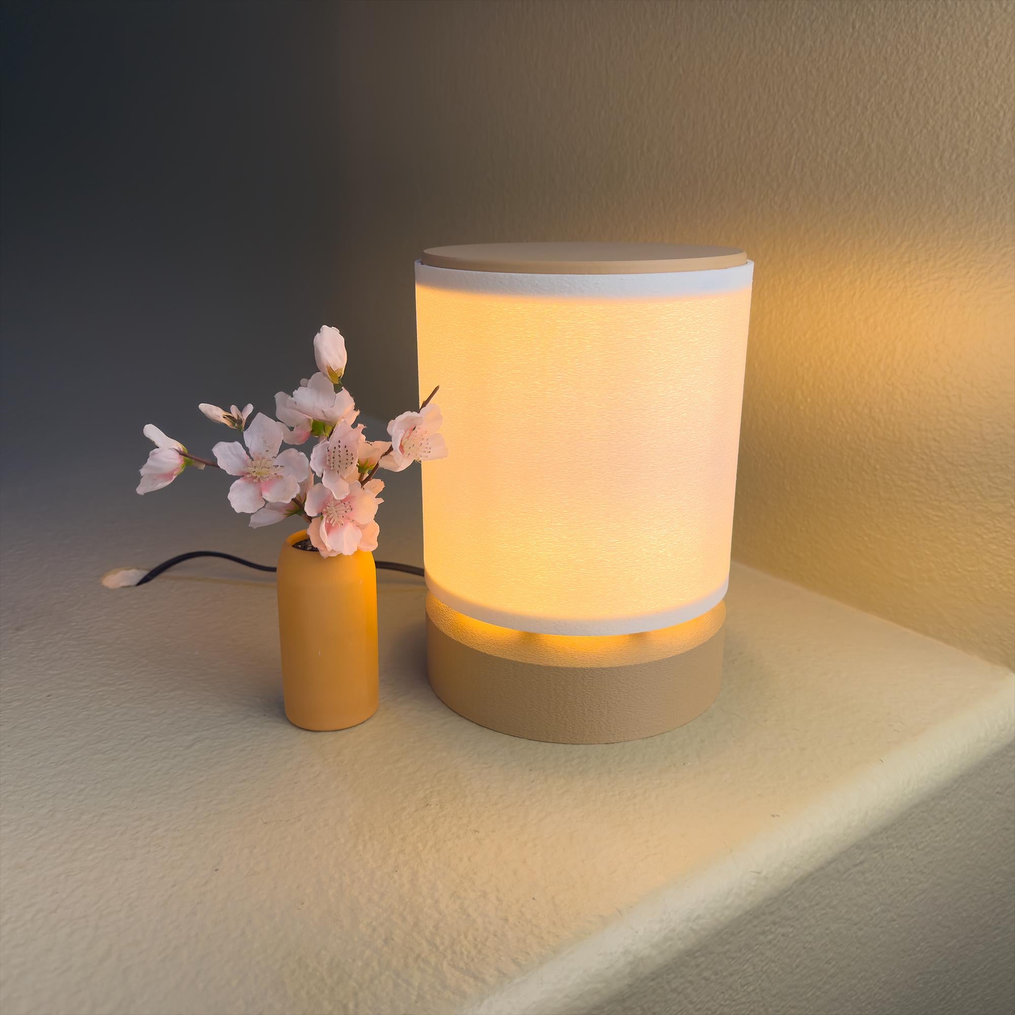 Cozy Lamp for Living Room | Retro Minimal Desk Light | Warm Ambient Nightstand Lamp | 3D-Printed Plant-Based PLA Bedroom Decor