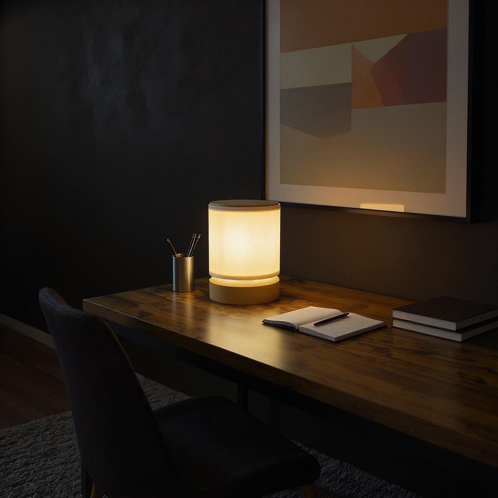 Cozy Lamp for Living Room | Retro Minimal Desk Light | Warm Ambient Nightstand Lamp | 3D-Printed Plant-Based PLA Bedroom Decor