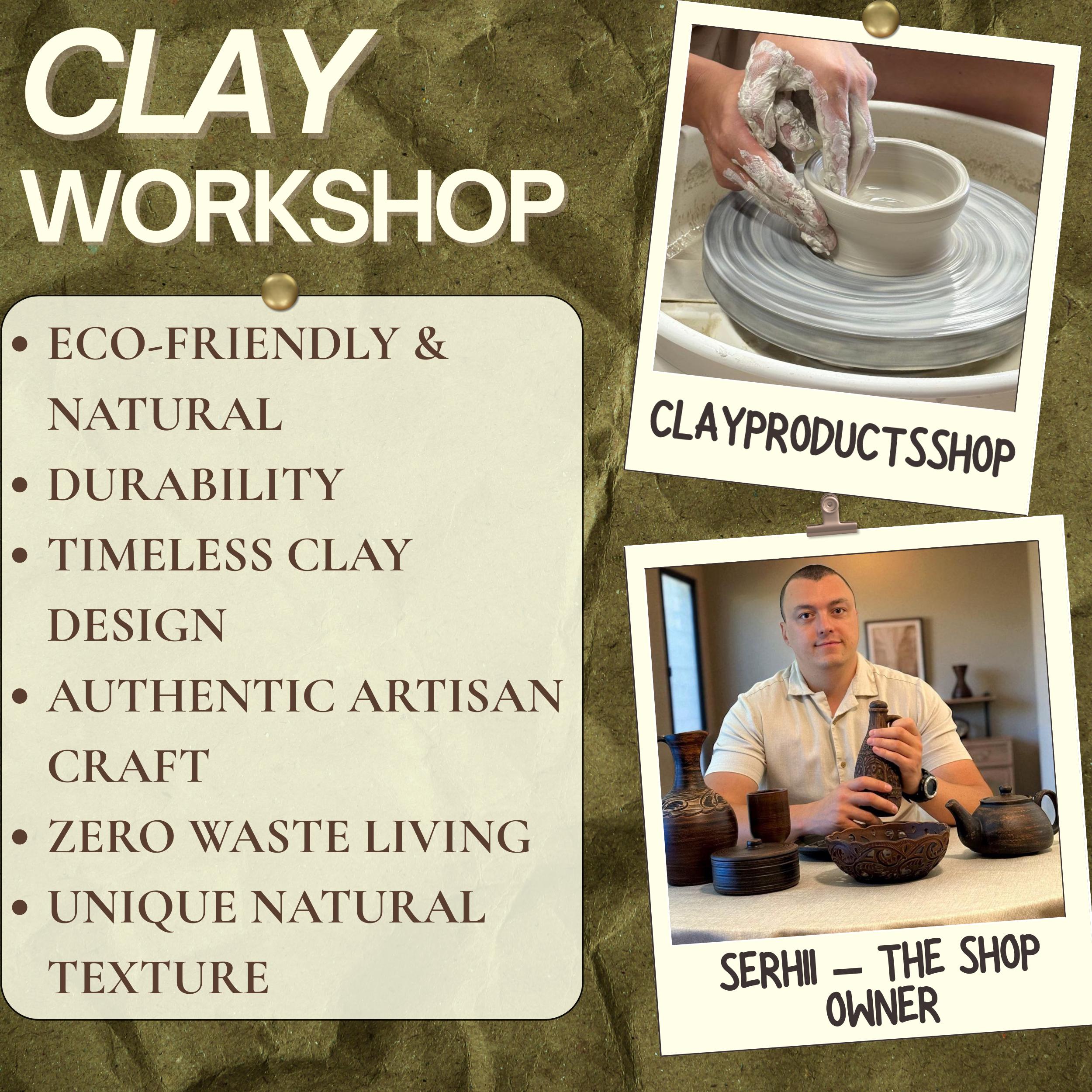 Red Clay Bottle: Ceramic Jug, 1000 ml