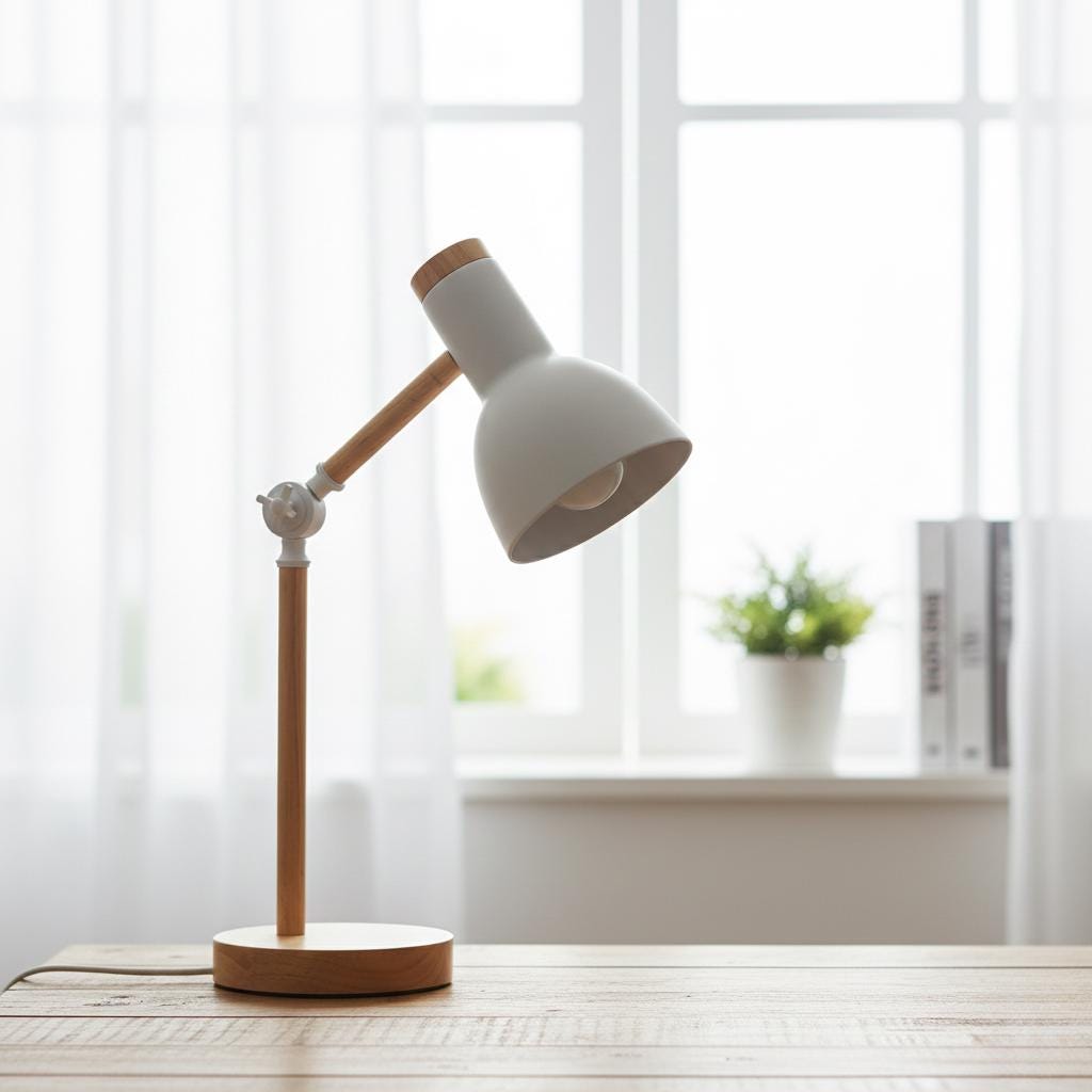 Mint Green Scandinavian Desk Lamp | Adjustable Wood Table Light