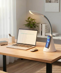 Dimmable LED Desk Lamp with Wireless Charger, Adjustable Gooseneck