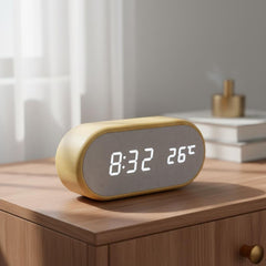 Wooden LED Digital Alarm Clock with Temperature Display
