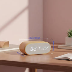 Wooden LED Digital Alarm Clock with Temperature Display