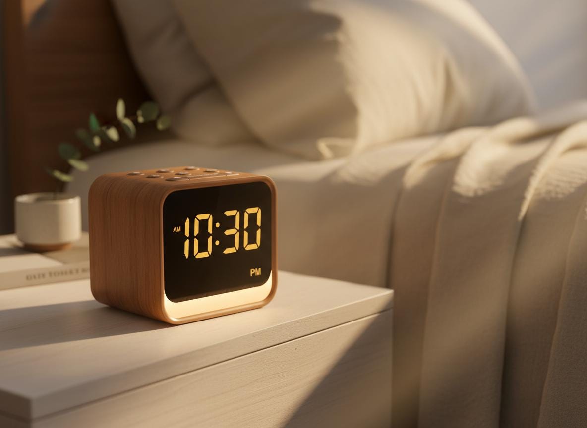 Wooden Sound Machine Alarm Clock with Birdsong & White Noise, Gentle Wake Up Digital Bedroom Clock