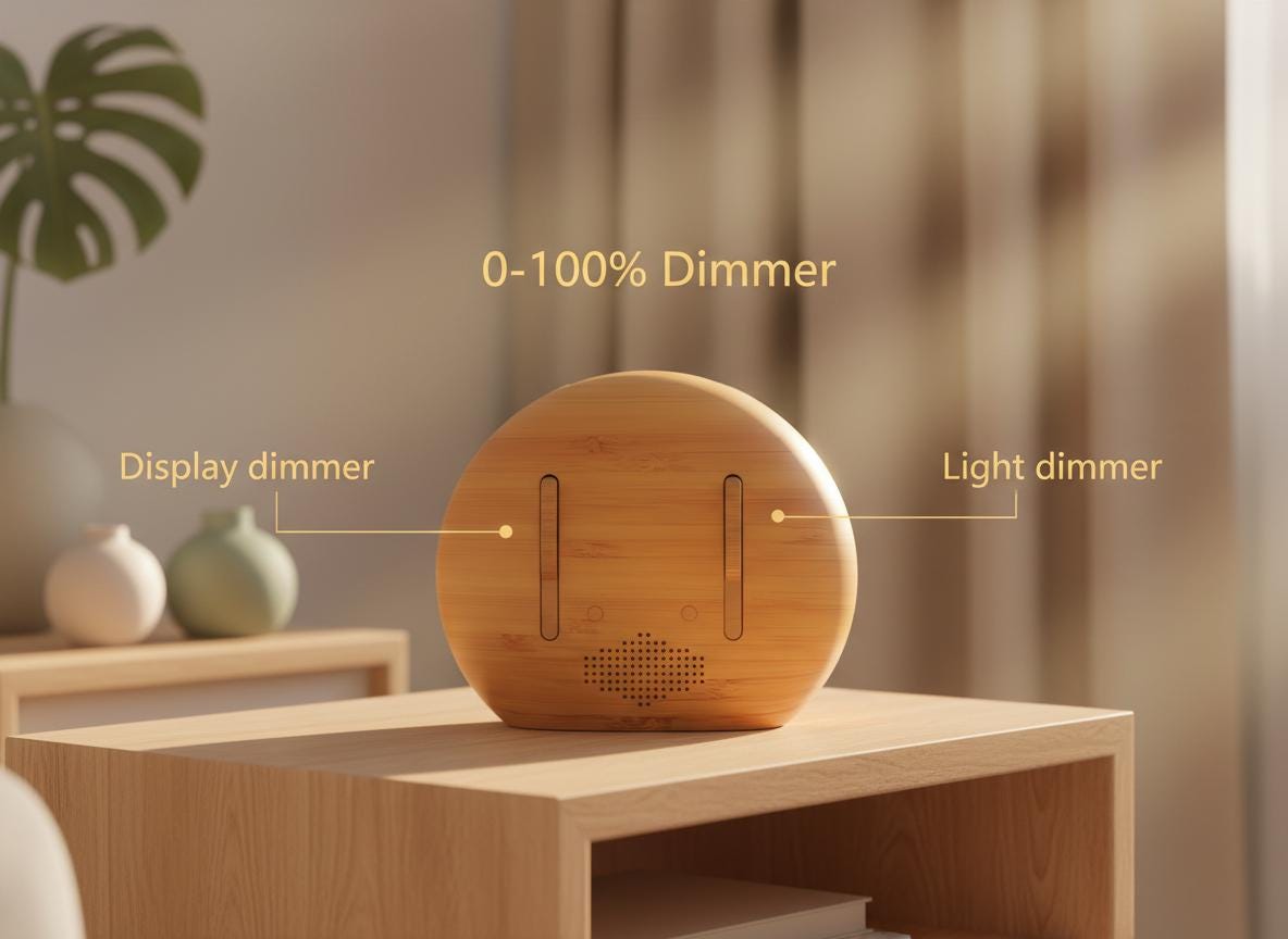Natural Wood Grain Sunrise Alarm Clock with 26 Sleep Sounds, Dimmable Digital Clock & Night Light