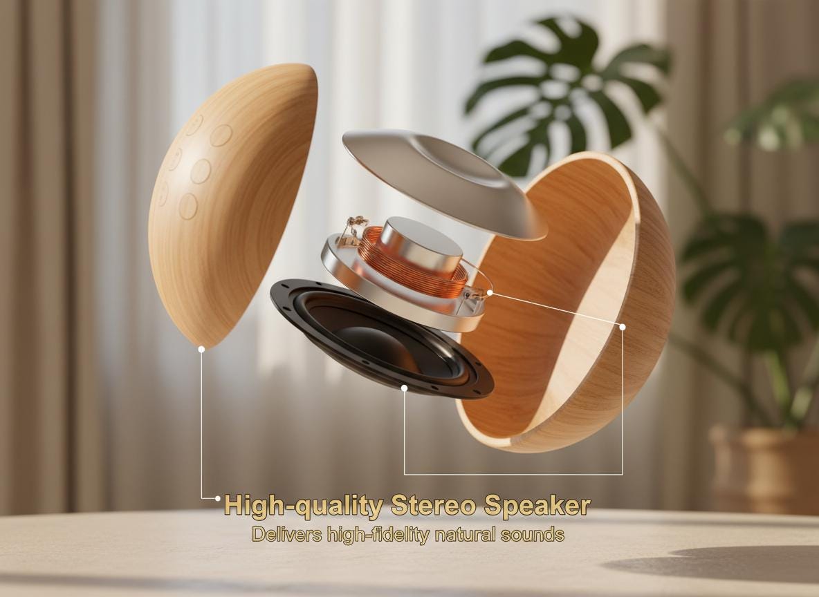 Natural Wood Grain Sunrise Alarm Clock with 26 Sleep Sounds, Dimmable Digital Clock & Night Light
