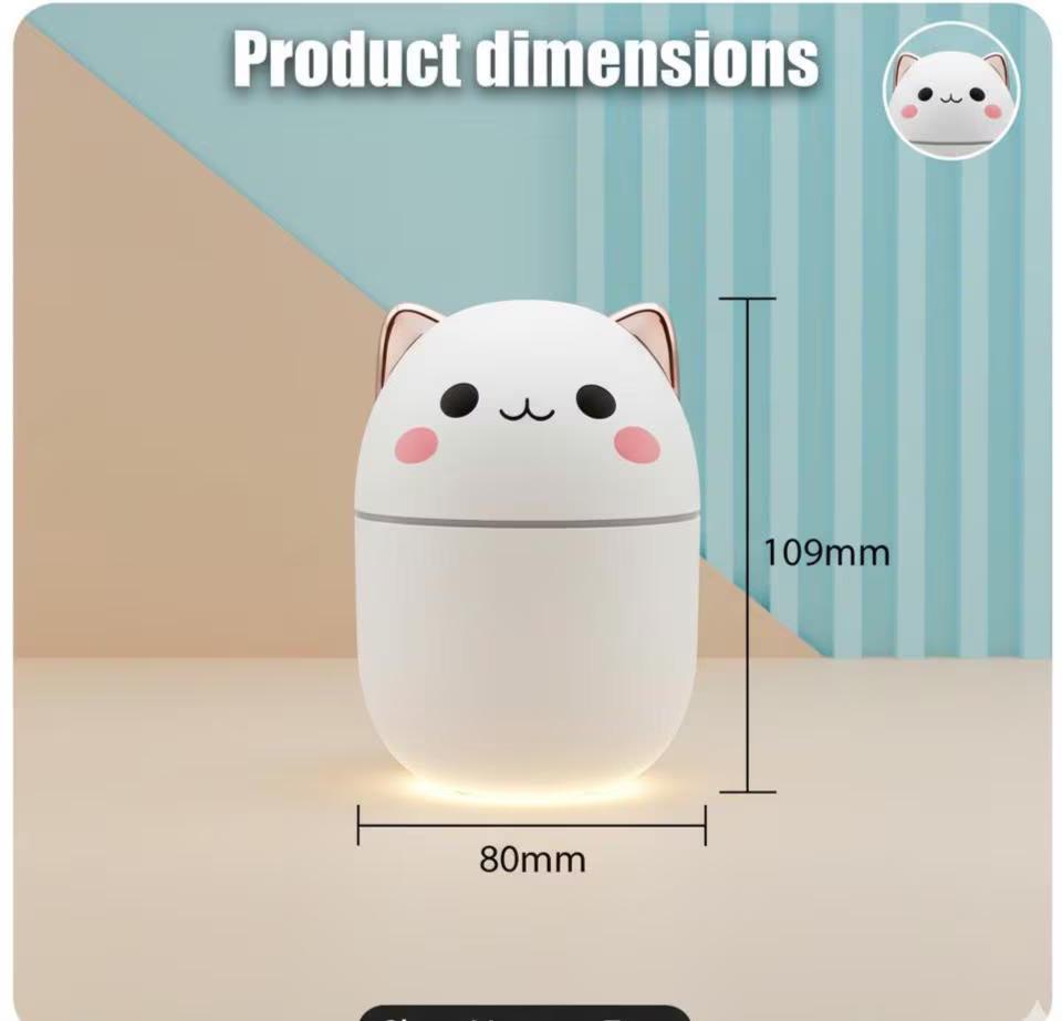 Cat Humidifier – Mini Aroma Mist Diffuser for Desk, Office, Bedroom