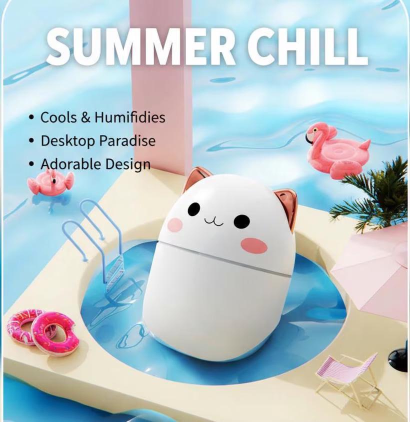Cat Humidifier – Mini Aroma Mist Diffuser for Desk, Office, Bedroom
