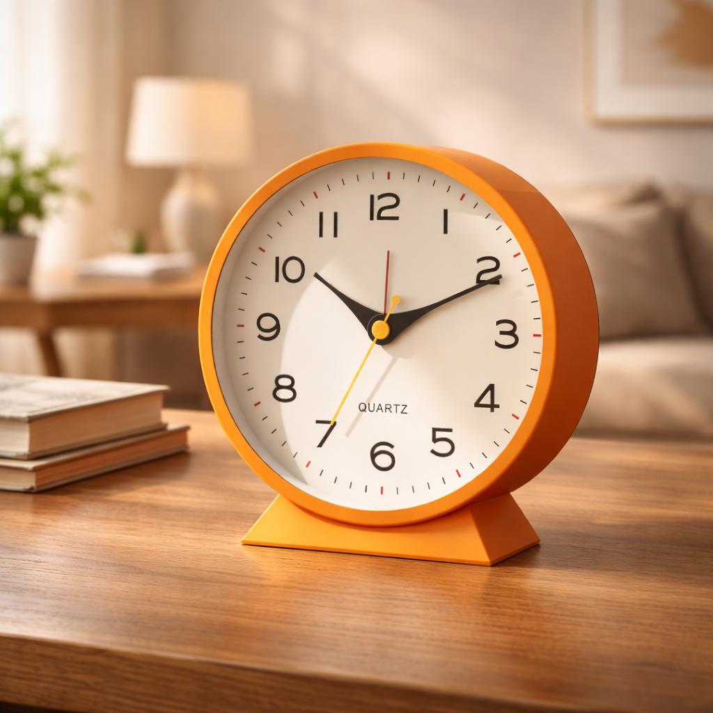 Retro Silent Analog Alarm Clock, Small Vintage Desk Bedside Table Clock