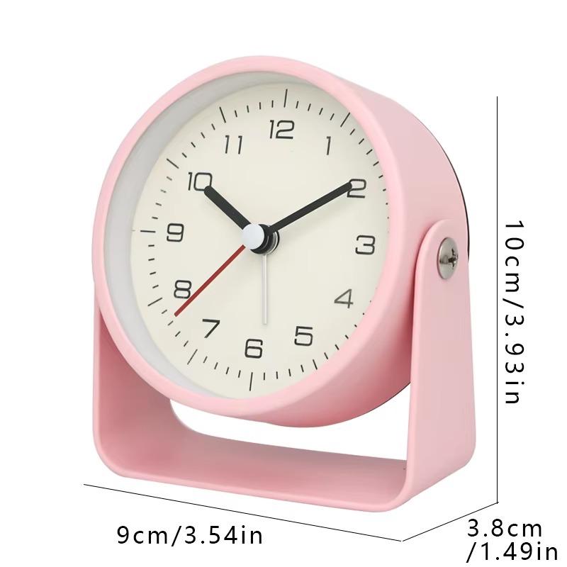 Round Metal Alarm Clock, Small Silent Quartz Desk Clock, Minimalist Bedside Clock, Modern Room Office Table Decor
