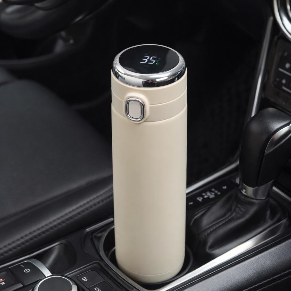 Smart Temperature Water Bottle 400ml, LED Thermos Travel Mug, Insulated Stainless Steel Bottle, Car Cup Holder Bottle, Gym & Travel Flask