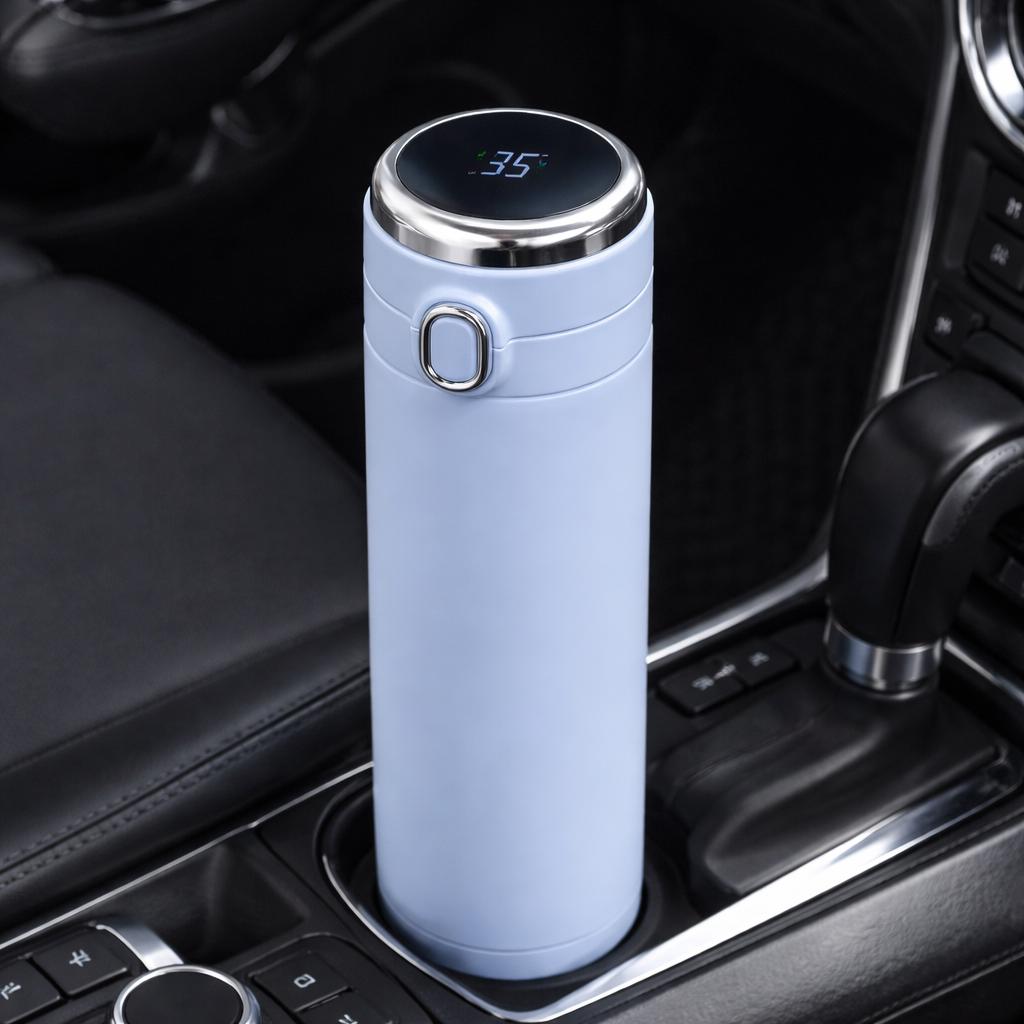 Smart Temperature Water Bottle 400ml, LED Thermos Travel Mug, Insulated Stainless Steel Bottle, Car Cup Holder Bottle, Gym & Travel Flask