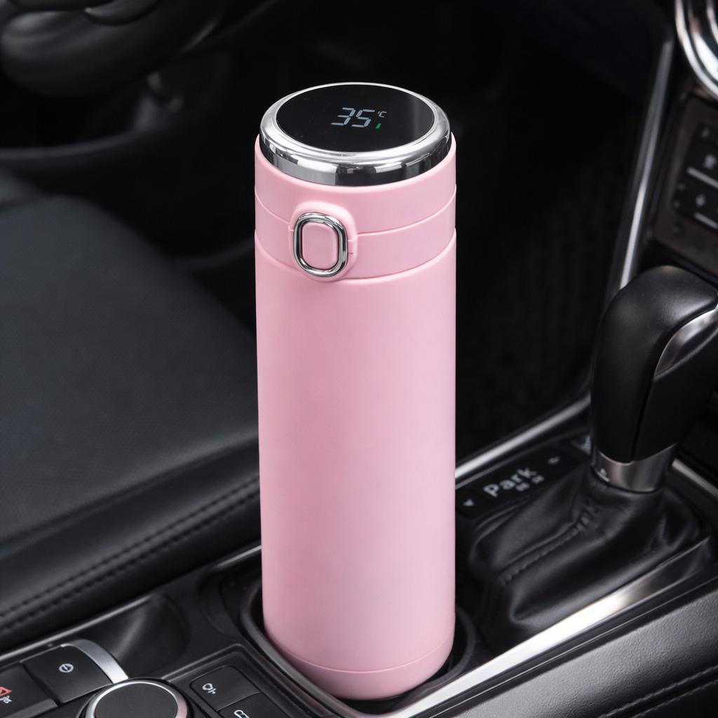 Smart Temperature Water Bottle 400ml, LED Thermos Travel Mug, Insulated Stainless Steel Bottle, Car Cup Holder Bottle, Gym & Travel Flask