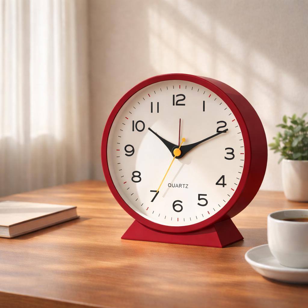Retro Silent Analog Alarm Clock, Small Vintage Desk Bedside Table Clock