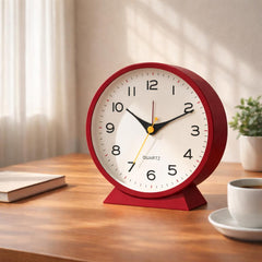 Retro Silent Analog Alarm Clock, Small Vintage Desk Bedside Table Clock