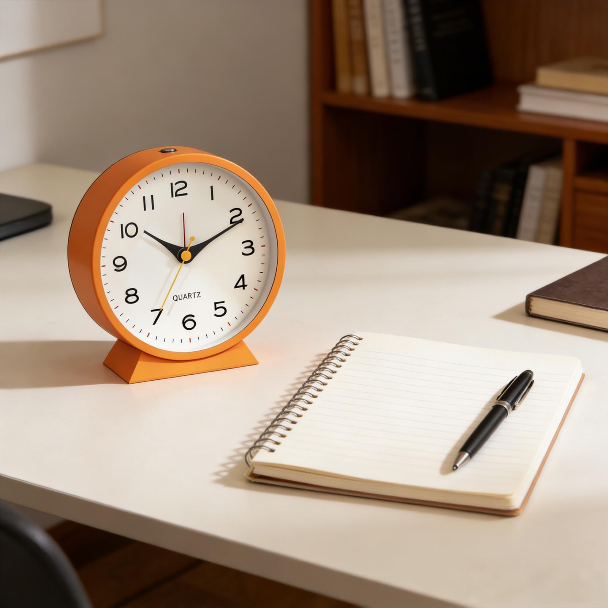 4.5 Inch Retro Alarm Clock Silent Battery Operated Metal Desk Clock with Night Light