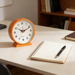 4.5 Inch Retro Alarm Clock Silent Battery Operated Metal Desk Clock with Night Light