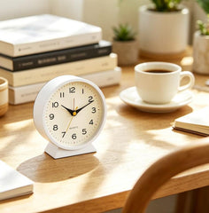 4.5 Inch Retro Alarm Clock Silent Battery Operated Metal Desk Clock with Night Light