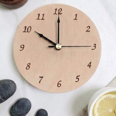 Minimalist Wood Table Clock: Round Edgeless Mid Century Modern Scandi Alarm Accessory
