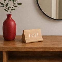 Wooden LED Alarm Clock, Minimalist Bedside Display, Modern Desk Decor