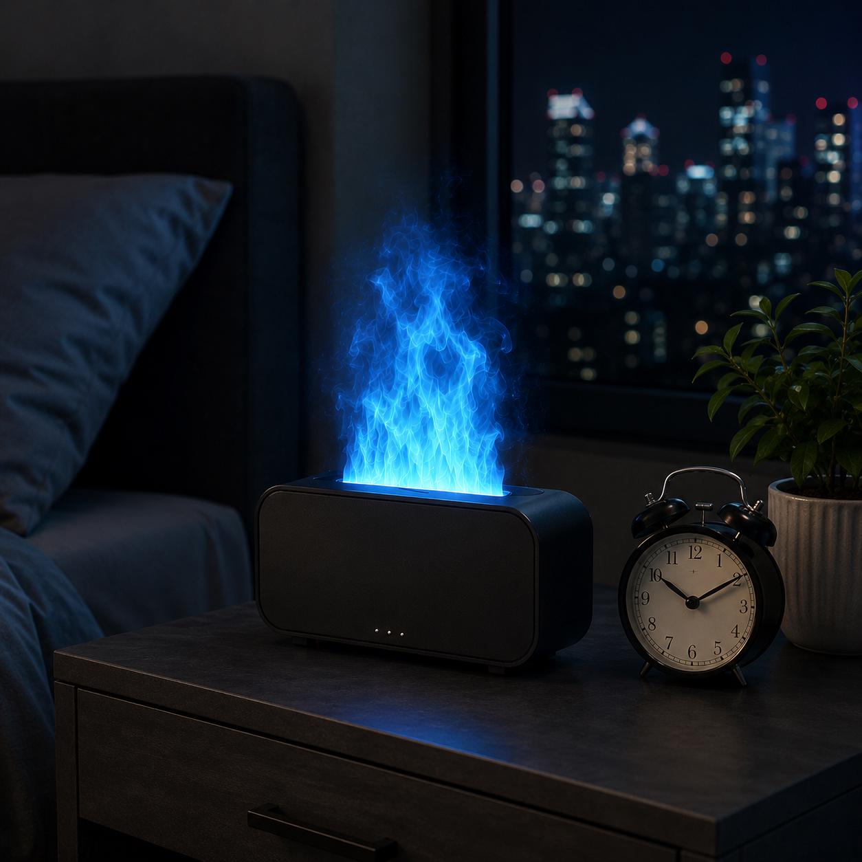 Flame Humidifier Lamp – Ambient Mist Light for Bedroom, Desk & Night Setup