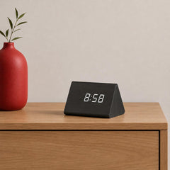Wooden LED Alarm Clock, Minimalist Bedside Display, Modern Desk Decor