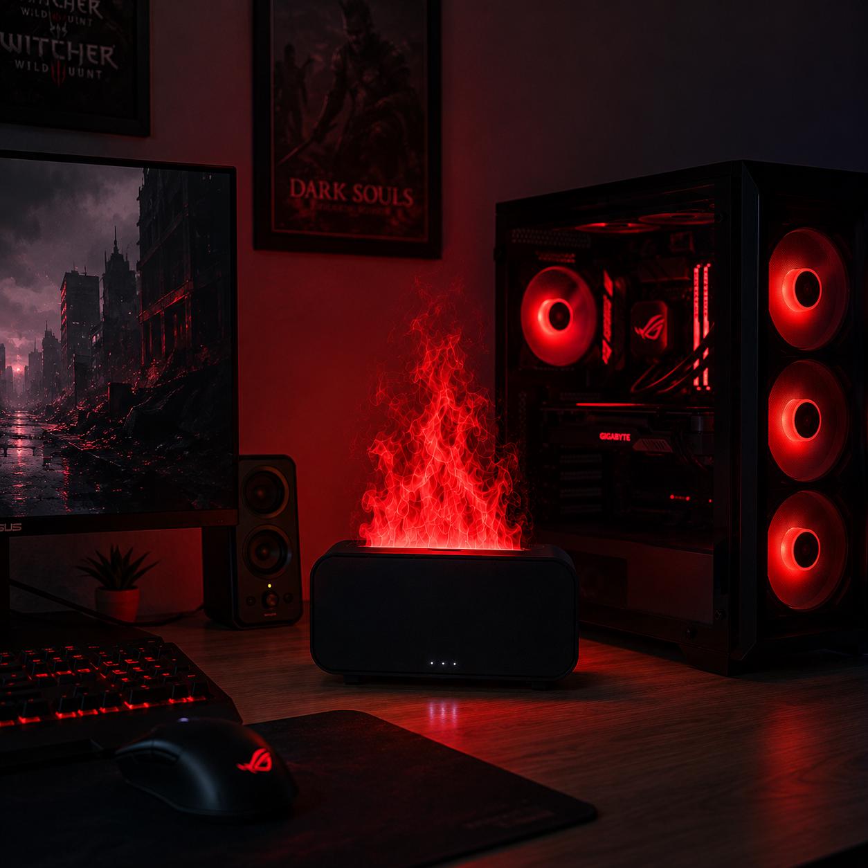 Flame Humidifier Lamp – Ambient Mist Light for Bedroom, Desk & Night Setup