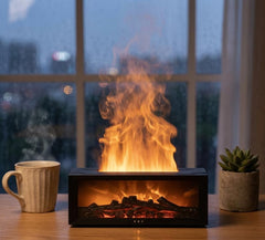 Flame Effect Essential Oil Diffuser - Realistic Fireplace Aromatherapy Humidifier - Ambient Flame Lamp