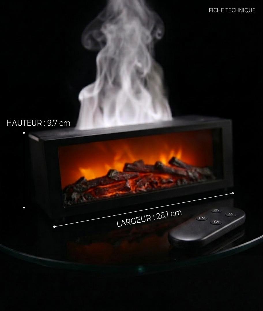 Flame Effect Essential Oil Diffuser - Realistic Fireplace Aromatherapy Humidifier - Ambient Flame Lamp